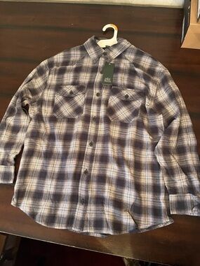 wild fable Men's Plaid Button-Down Shirt - Gray & Navy